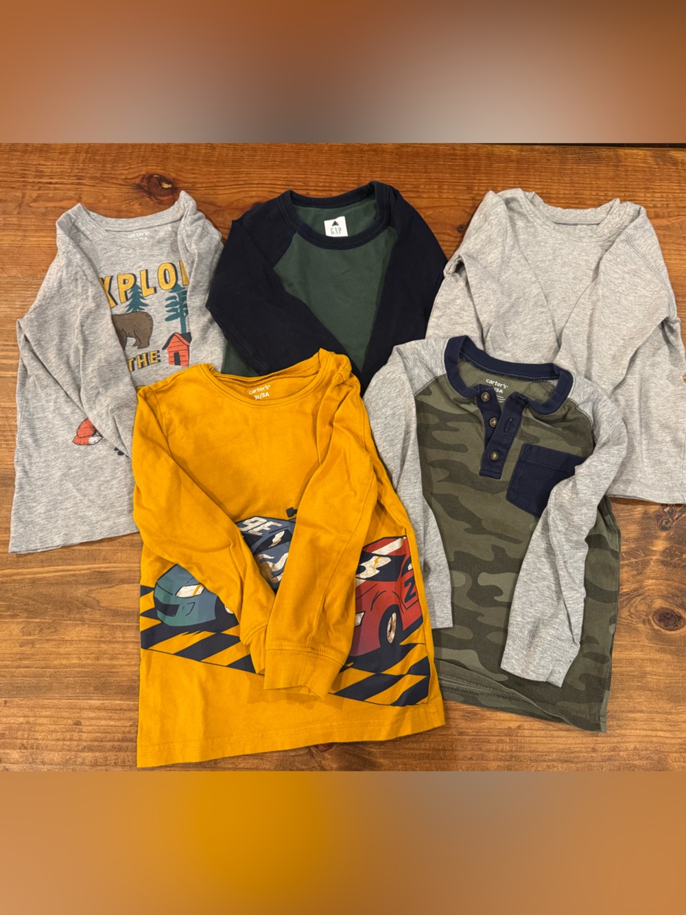 Carter's Mustard, Navy & Green Tee Trio